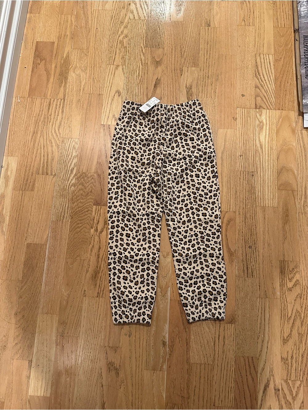 Leopard Print Kids Sweat Pants - Tan/Black